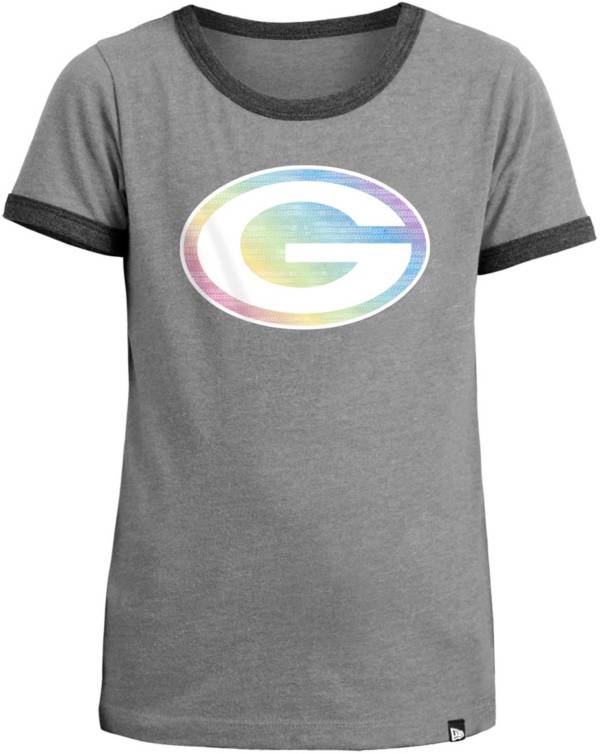 New Era Apparel Girls' Green Bay Packers Candy Sequins T-Shirt