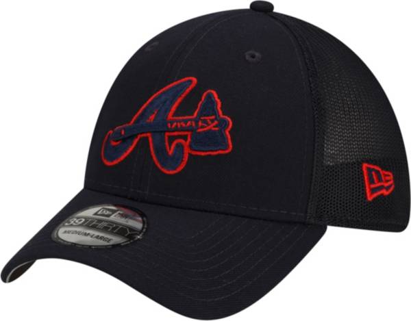 New Era Men's Atlanta Braves Black 39Thirty Stretch Fit Hat