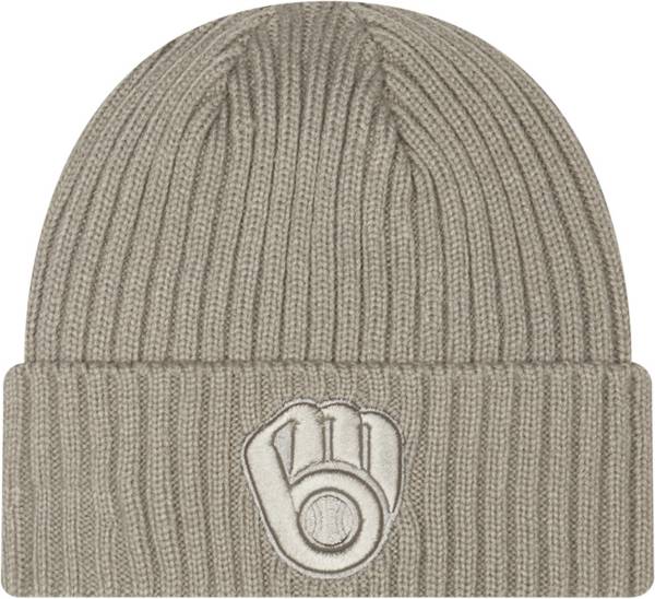 New Era Men's Milwaukee Brewers Grey Core Classic Knit Hat