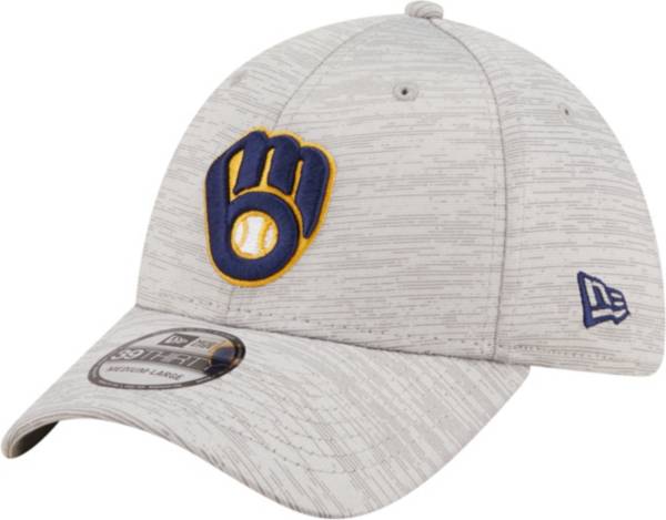 New Era Men's Milwaukee Brewers Gray 39Thirty Stretch Fit Hat