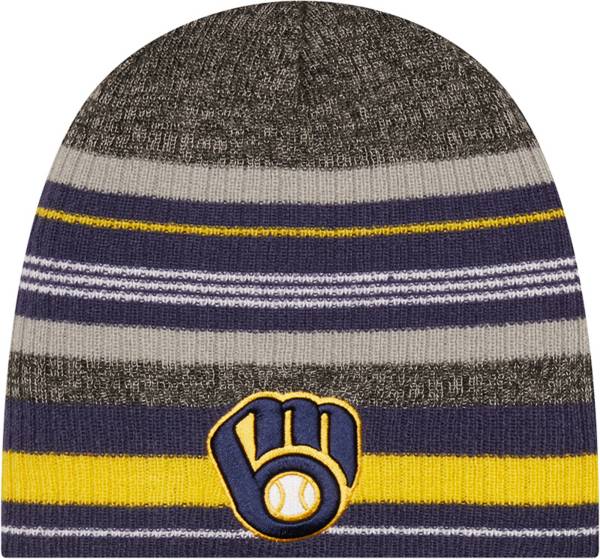 New Era Men's Milwaukee Brewers Navy Striped Knit Beanie