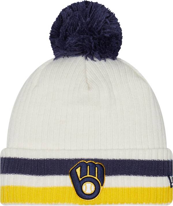 New Era Men's Milwaukee Brewers White Knit Retro Beanie