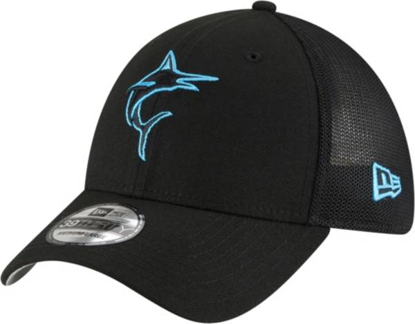 New Era Men's Miami Marlins Black 39Thirty Stretch Fit Hat