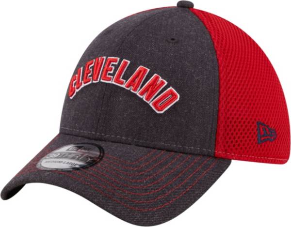 New Era Men's Cleveland Indians 39Thirty Navy Heathered Stretch Fit Hat