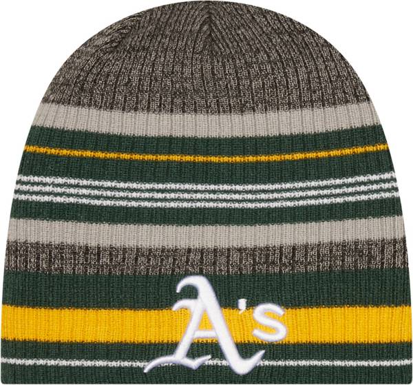 New Era Men's Oakland Athletics Green Striped Knit Beanie