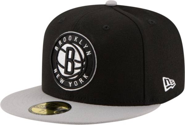 New Era Men's Brooklyn Nets 59Fifty Black Two Tone Authentic Hat