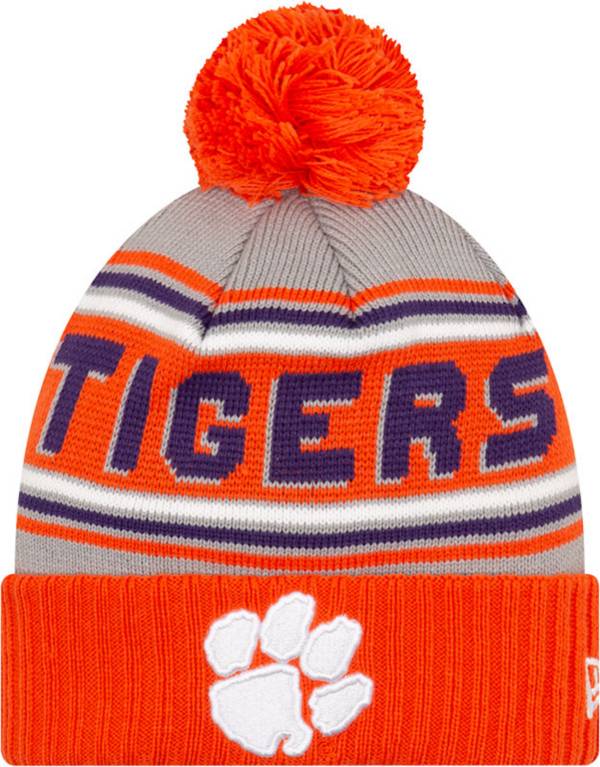 New Era Men's Clemson Tigers Orange Cheer Knit Pom Beanie