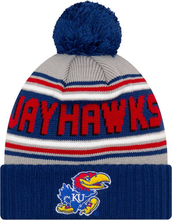 New Era Men's Kansas Jayhawks Blue Cheer Knit Pom Beanie