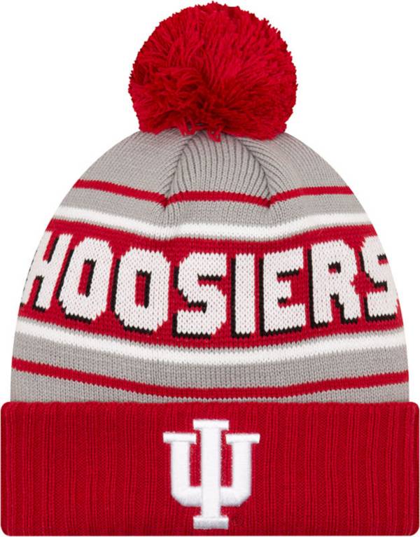 New Era Men's Indiana Hoosiers Crimson Cheer Knit Pom Beanie