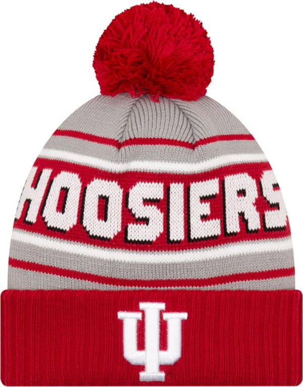 New Era Men's Indiana Hoosiers Crimson Cheer Knit Pom Beanie