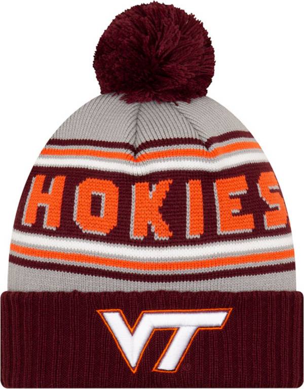 New Era Men's Virginia Tech Hokies Maroon Cheer Knit Pom Beanie