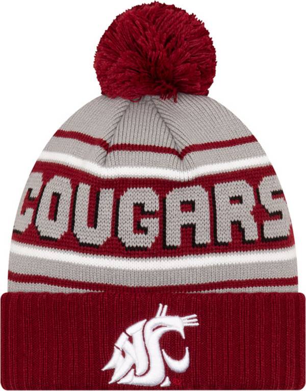 New Era Men's Washington State Cougars Crimson Cheer Knit Pom Beanie