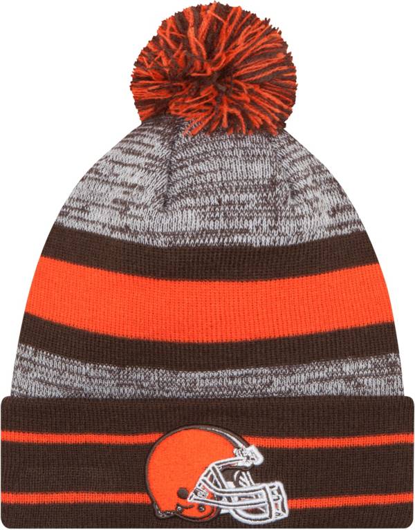 New Era Men's Cleveland Browns Brown Cuff Pom Beanie