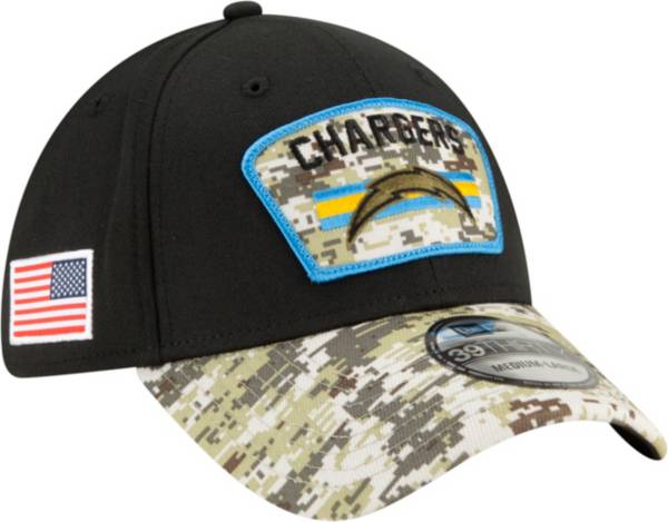 New Era Men's Los Angeles Chargers Salute to Service 39Thirty Black Stretch Fit Hat