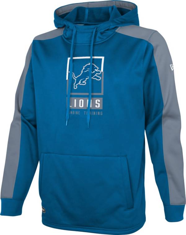New Era Men's Detroit Lions Blue Combine Rise Pullover Hoodie