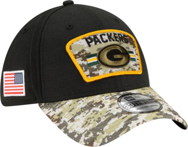 New Era Men's Green Bay Packers Salute to Service 39Thirty Black Stretch Fit Hat
