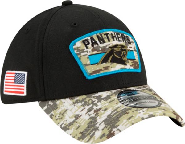 New Era Men's Carolina Panthers Salute to Service 39Thirty Black Stretch Fit Hat