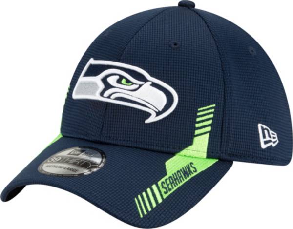 New Era Men's Seattle Seahawks Navy Sideline 2021 Home 39Thirty Stretch Fit Hat