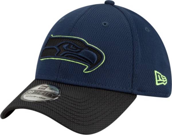 New Era Men's Seattle Seahawks Sideline 2021 Road 39Thirty Navy Stretch Fit Hat