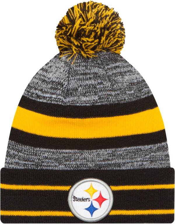 New Era Men's Pittsburgh Steelers Cuffed Pom Black Knit