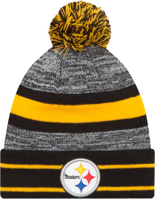 New Era Men's Pittsburgh Steelers Cuffed Pom Black Knit product image