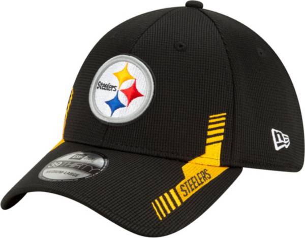 New Era Men's Pittsburgh Steelers Black Sideline 2021 Home 39Thirty Stretch Fit Hat