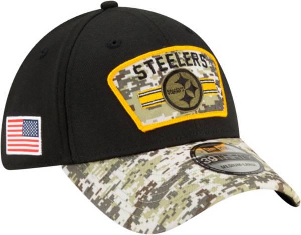 New Era Men's Pittsburgh Steelers Salute to Service 39Thirty Black Stretch Fit Hat