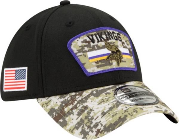 New Era Men's Minnesota Vikings Salute to Service 39Thirty Black Stretch Fit Hat