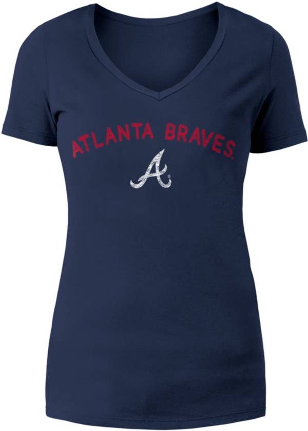 New Era Women's Atlanta Braves Navy V-Neck T-Shirt