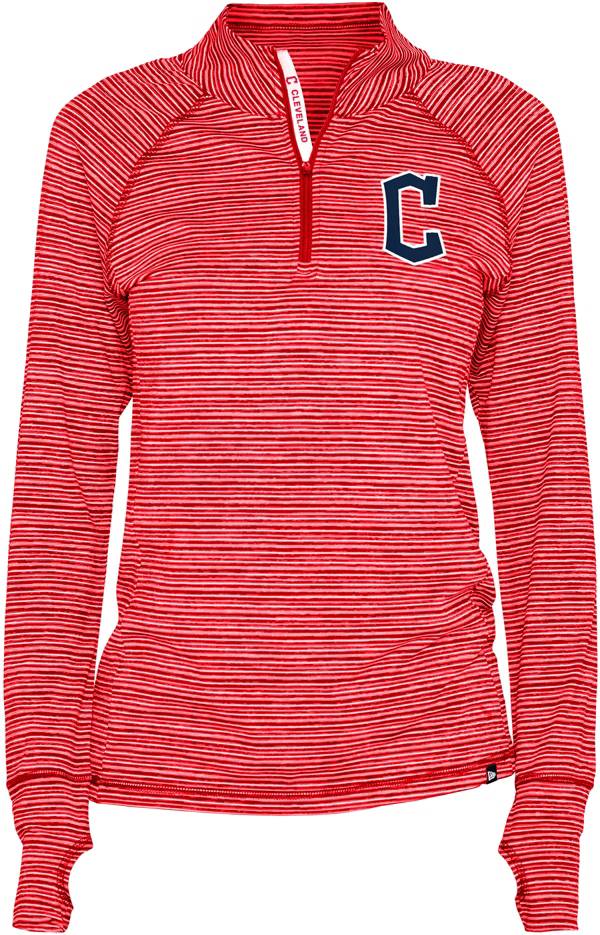 New Era Women's Cleveland Indians Space Dye Red Quarter-Zip Pullover Shirt