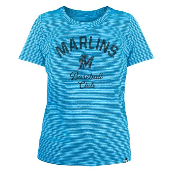 New Era Women's Miami Marlins Space Dye Blue T-Shirt