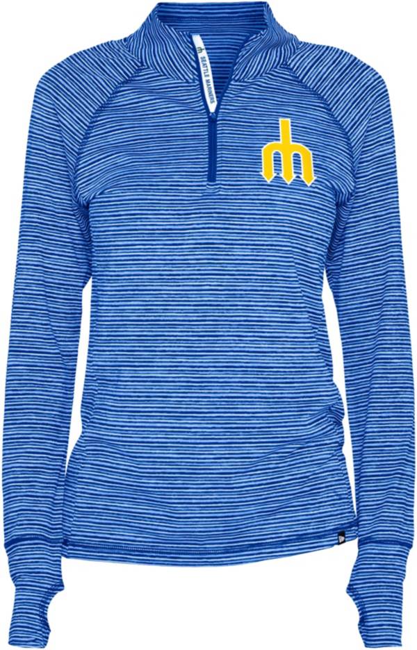 New Era Women's Seattle Mariners Space Dye Blue Quarter-Zip Pullover Shirt