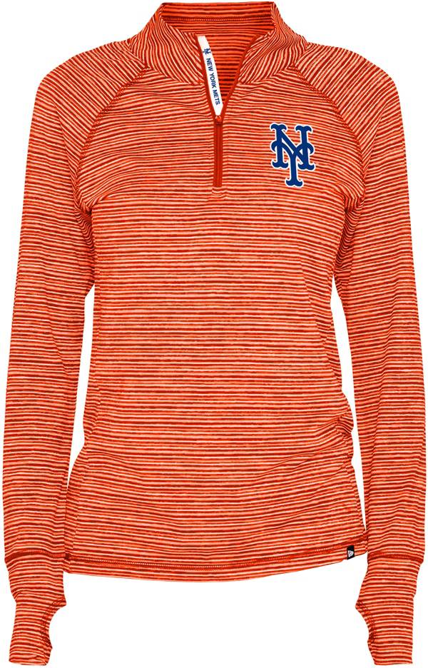 New Era Women's New York Mets Space Dye Orange Quarter-Zip Pullover Shirt product image