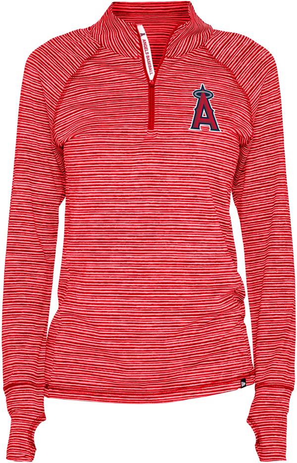 New Era Women's Los Angeles Angels Space Dye Red Quarter-Zip Pullover Shirt product image