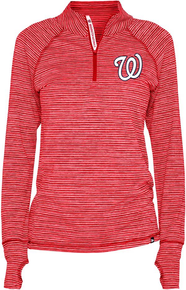 New Era Women's Washington Nationals Space Dye Red Quarter-Zip Pullover Shirt product image