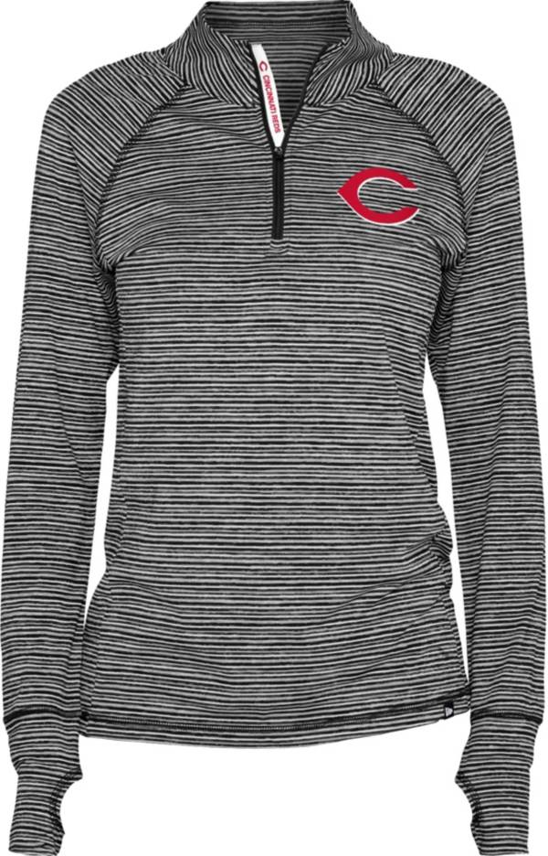 New Era Women's Cincinnati Reds Space Dye Black Quarter-Zip Pullover Shirt