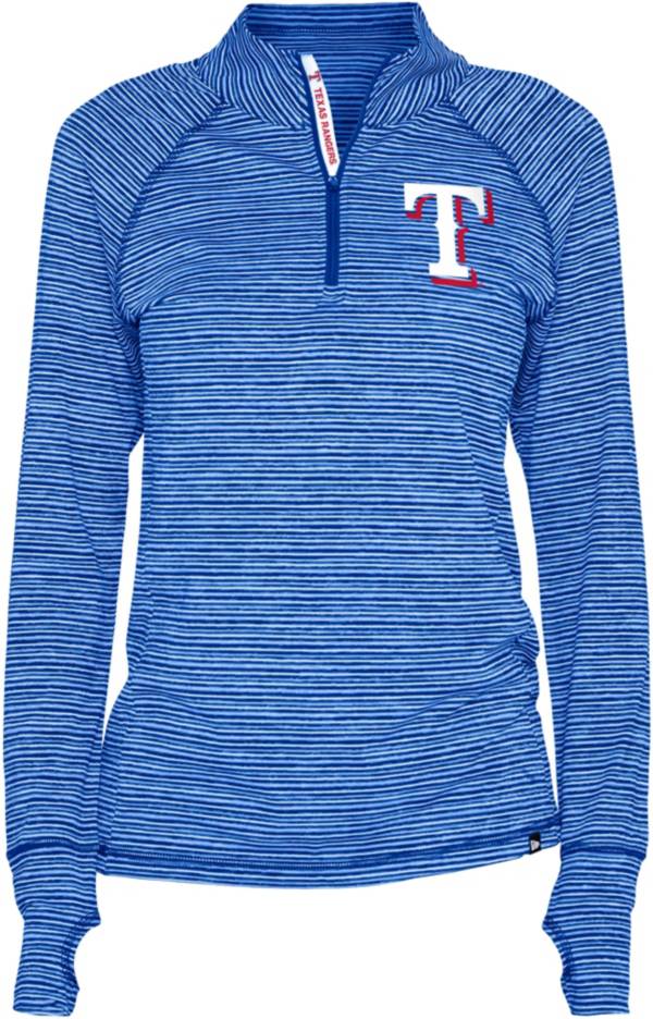 New Era Women's Texas Rangers Space Dye Blue Quarter-Zip Pullover Shirt