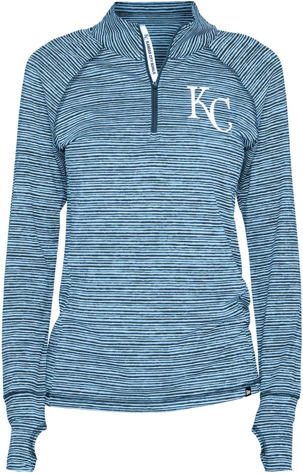 New Era Women's Kansas City Royals Space Dye Blue Quarter-Zip Pullover Shirt
