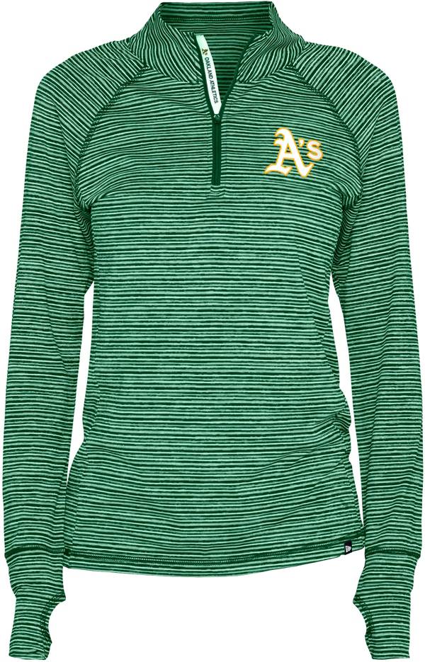 New Era Women's Oakland Athletics Space Dye Green Quarter-Zip Pullover Shirt product image