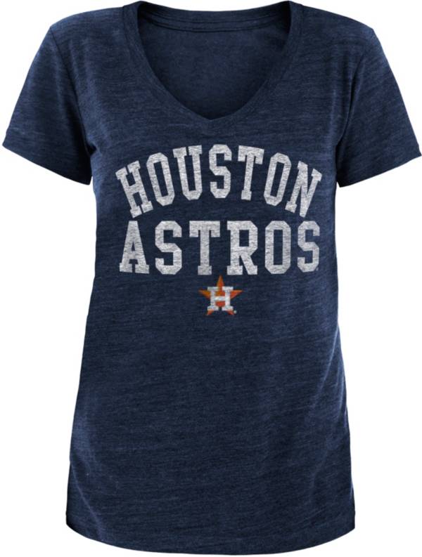 New Era Women's Houston Astros Navy Tri-Blend V-Neck T-Shirt