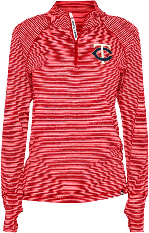 New Era Women's Minnesota Twins Space Dye Red Quarter-Zip Pullover Shirt