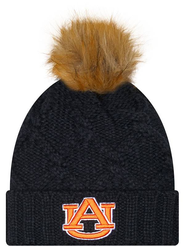 New Era Women's Auburn Tigers Blue Lux Knit Pom Beanie