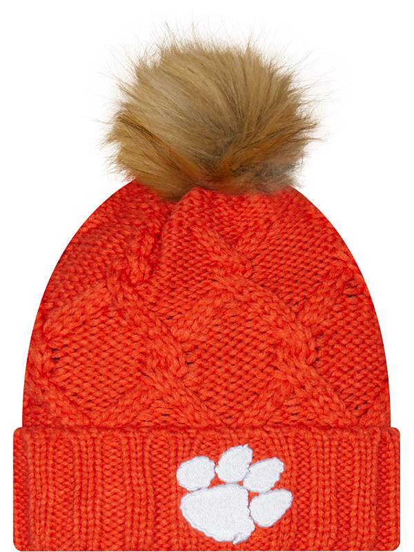 New Era Women's Clemson Tigers Orange Lux Knit Pom Beanie