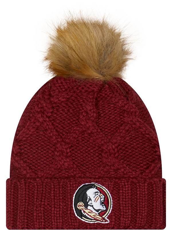 New Era Women's Florida State Seminoles Garnet Lux Knit Pom Beanie