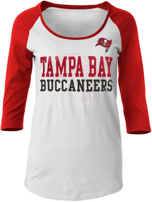 New Era Women's Tampa Bay Buccaneers White/Red Raglan T-Shirt