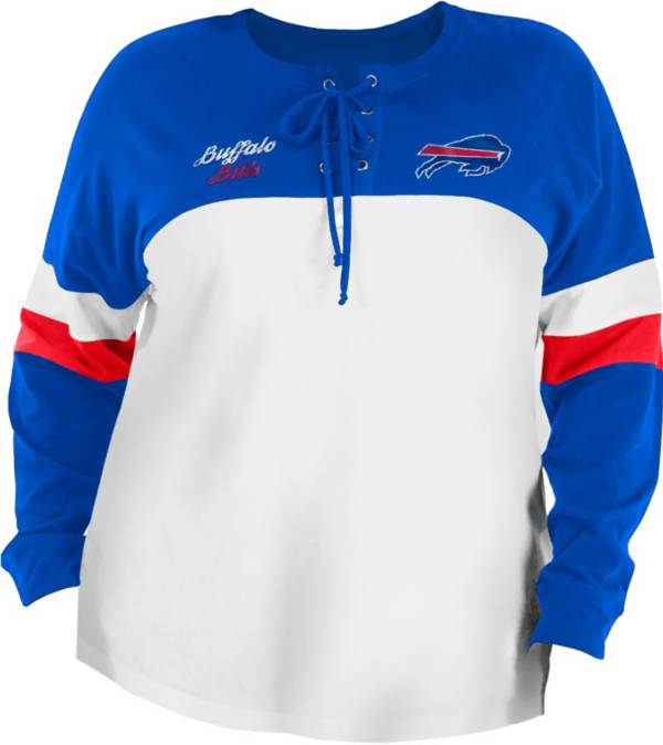 New Era Women's Buffalo Bills Lace White Plus Size Long Sleeve T-Shirt