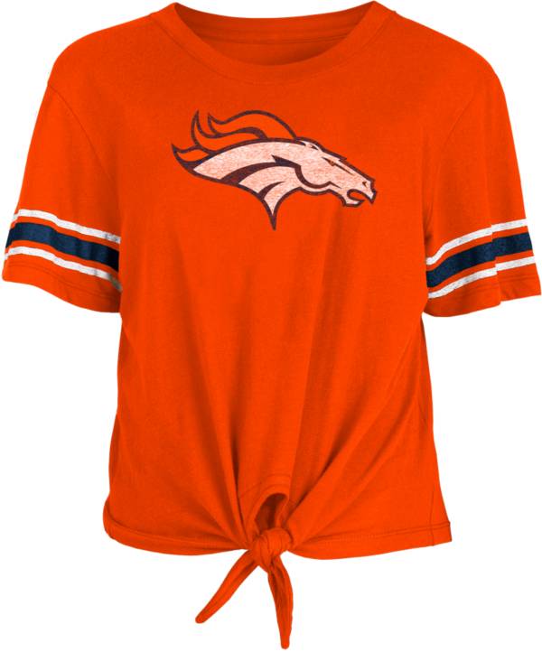 New Era Women's Denver Broncos Front Tie Orange T-Shirt