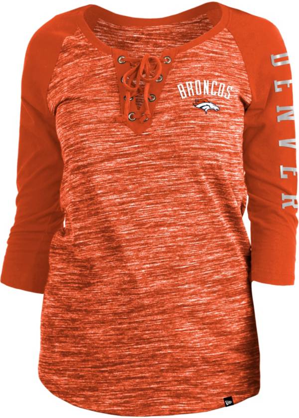 New Era Women's Denver Broncos Space Dye Lace Orange Raglan Shirt