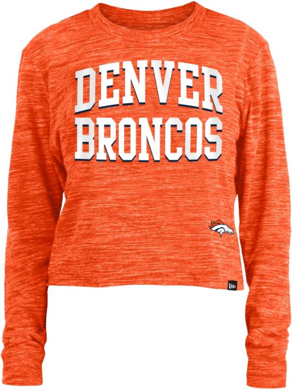 New Era Women's Denver Broncos Space Dye Orange Long Sleeve Crop Top T-Shirt