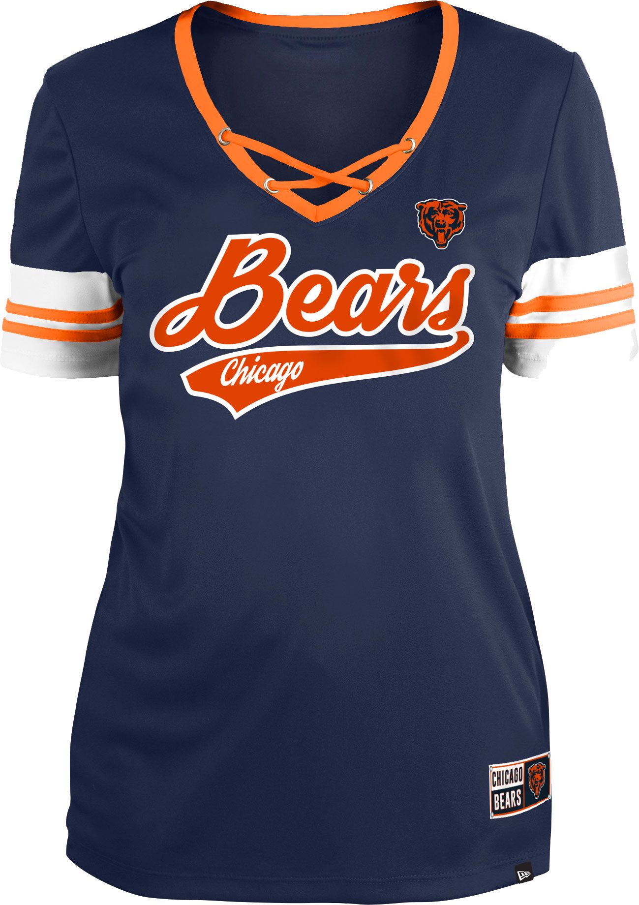 Women's New Era Orange/Black Chicago Bears Legacy Lace-Up Raglan T-Shirt